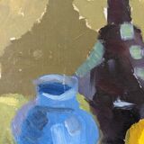 Mid-Century Modern Swedish "Lemons & Pots" Vintage Still Life Oil Painting, 1949