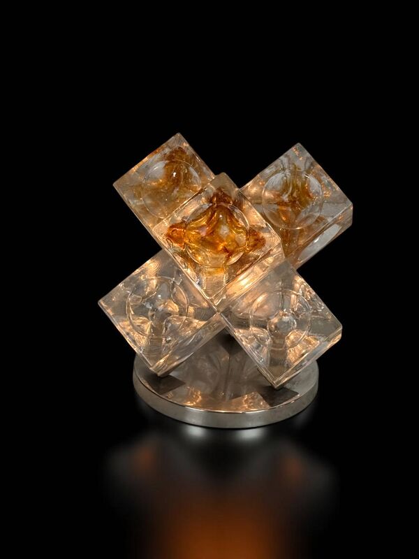 Lampe cubes en verre de stella par poliarte verona desing albino poli '' 197