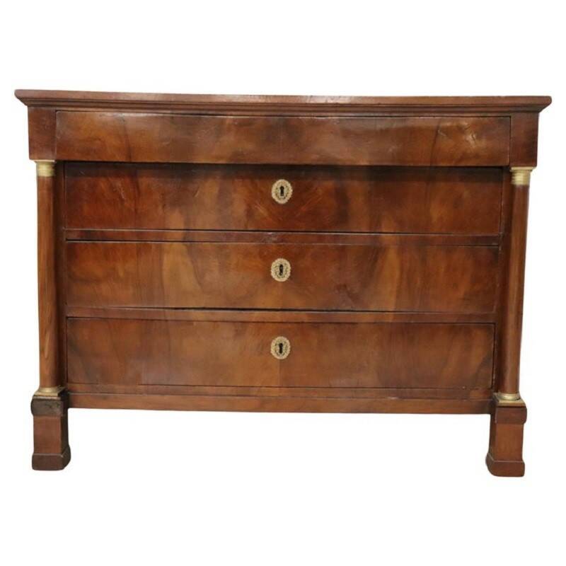 Commode antique Empire en noyer, Italie, début du XIXe siècle