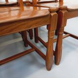 Set of 6 vintage brutalist chairs in oak wood from the 60s
