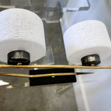 Paire d'appliques vintage années 60, appliques chic parisiennes en laiton et verre texturé