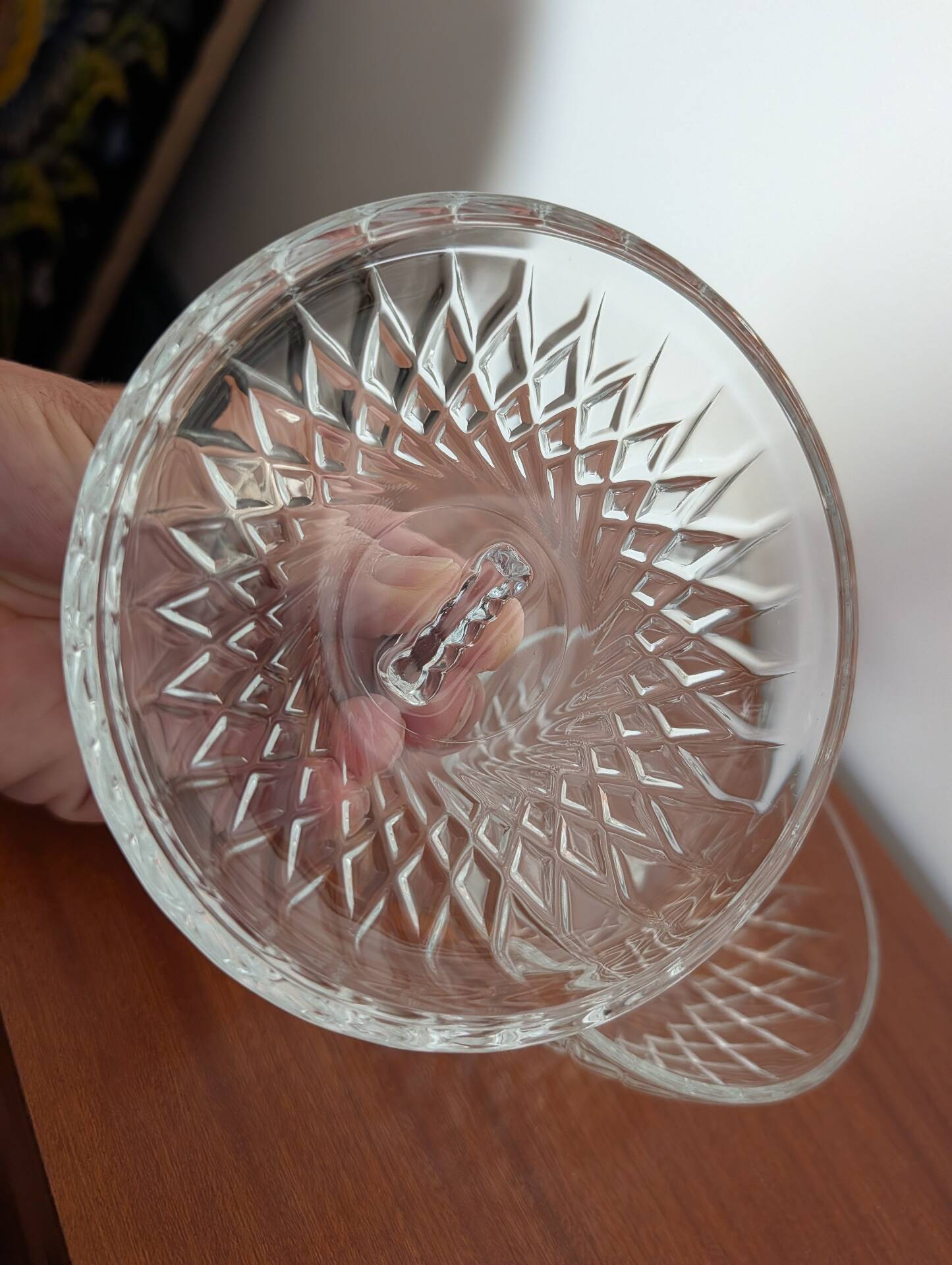 Arcoroc "Diamant" pressed glass sugar bowl – 1970s