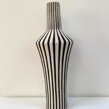 Graphic ceramic vase with black and white stripes