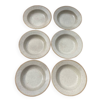 6 Tulowice speckled sandstone soup plates mid century 20th