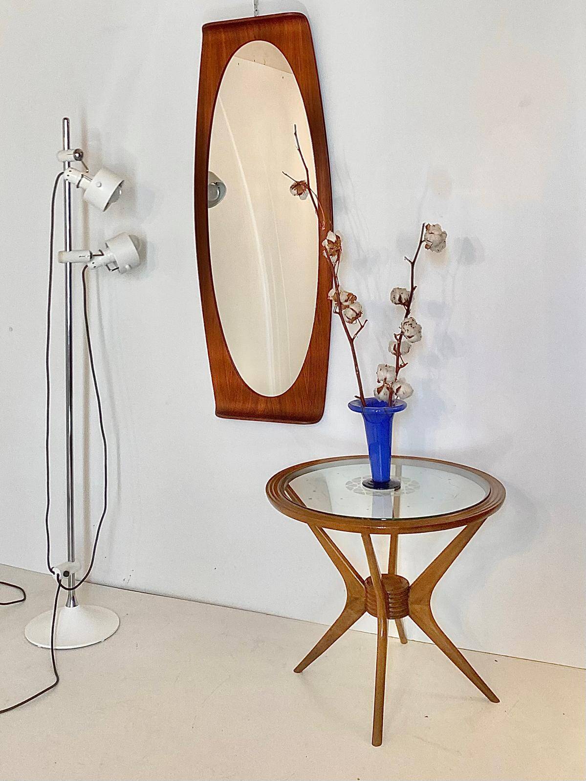 Mid Century Modern Wood Wall Mirror, Campo e Graffi, Italy 1950s