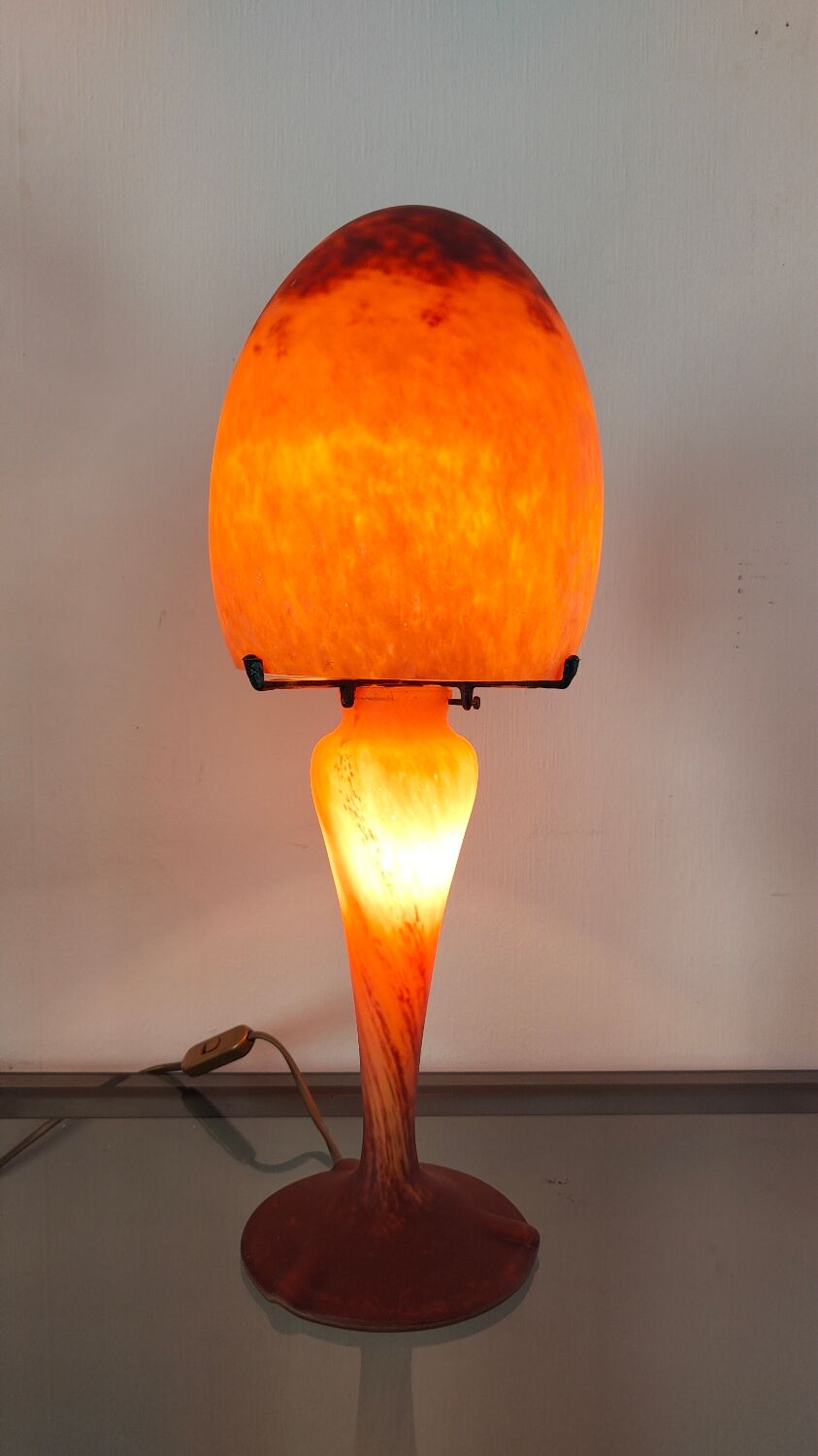 Glass paste lamp signed art of France 1980