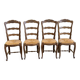Set of 4 Vintage BAUMANN Chairs in Solid Wood with Rush Seating, Louis XV Style