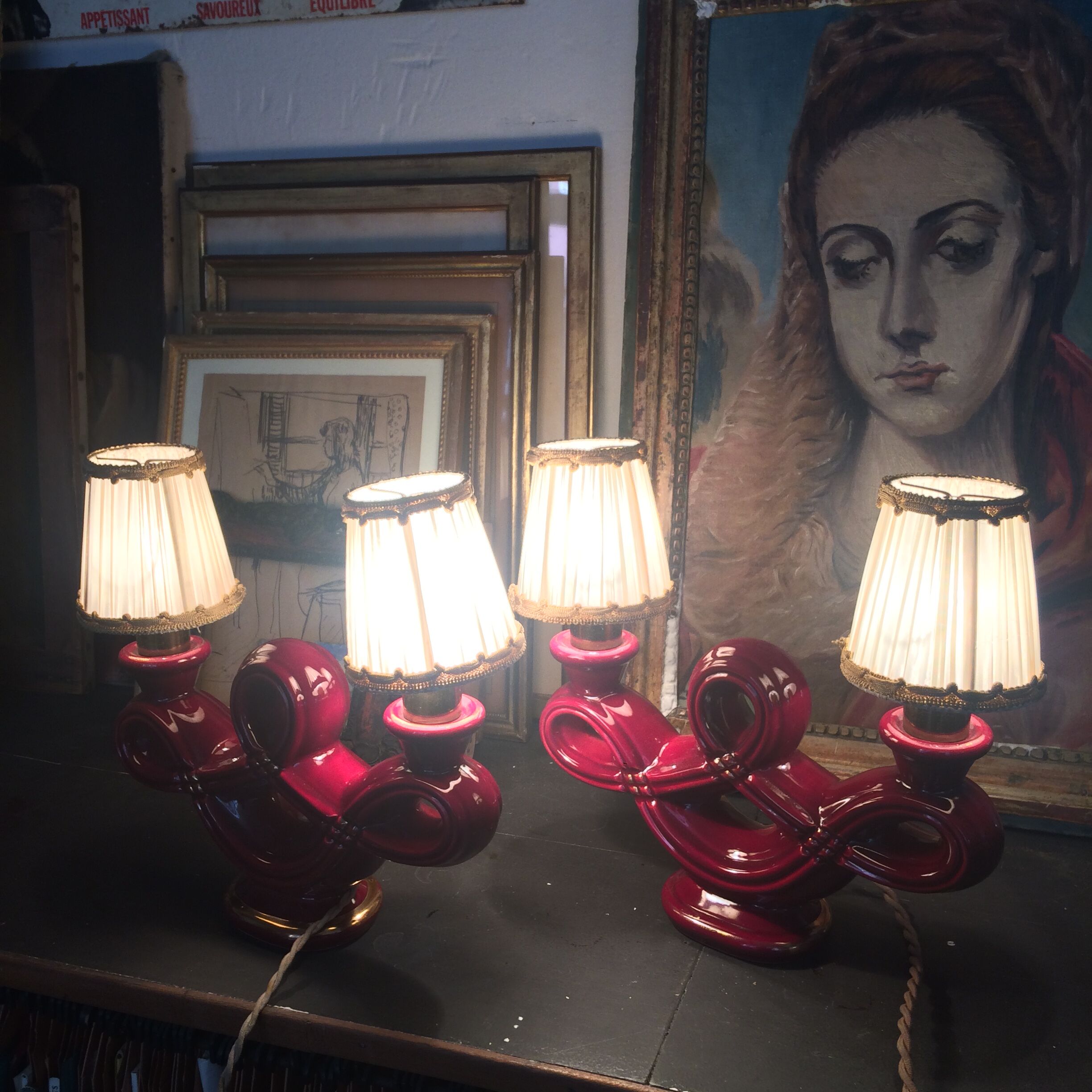 Pair of ceramic lamps circa 1940/50