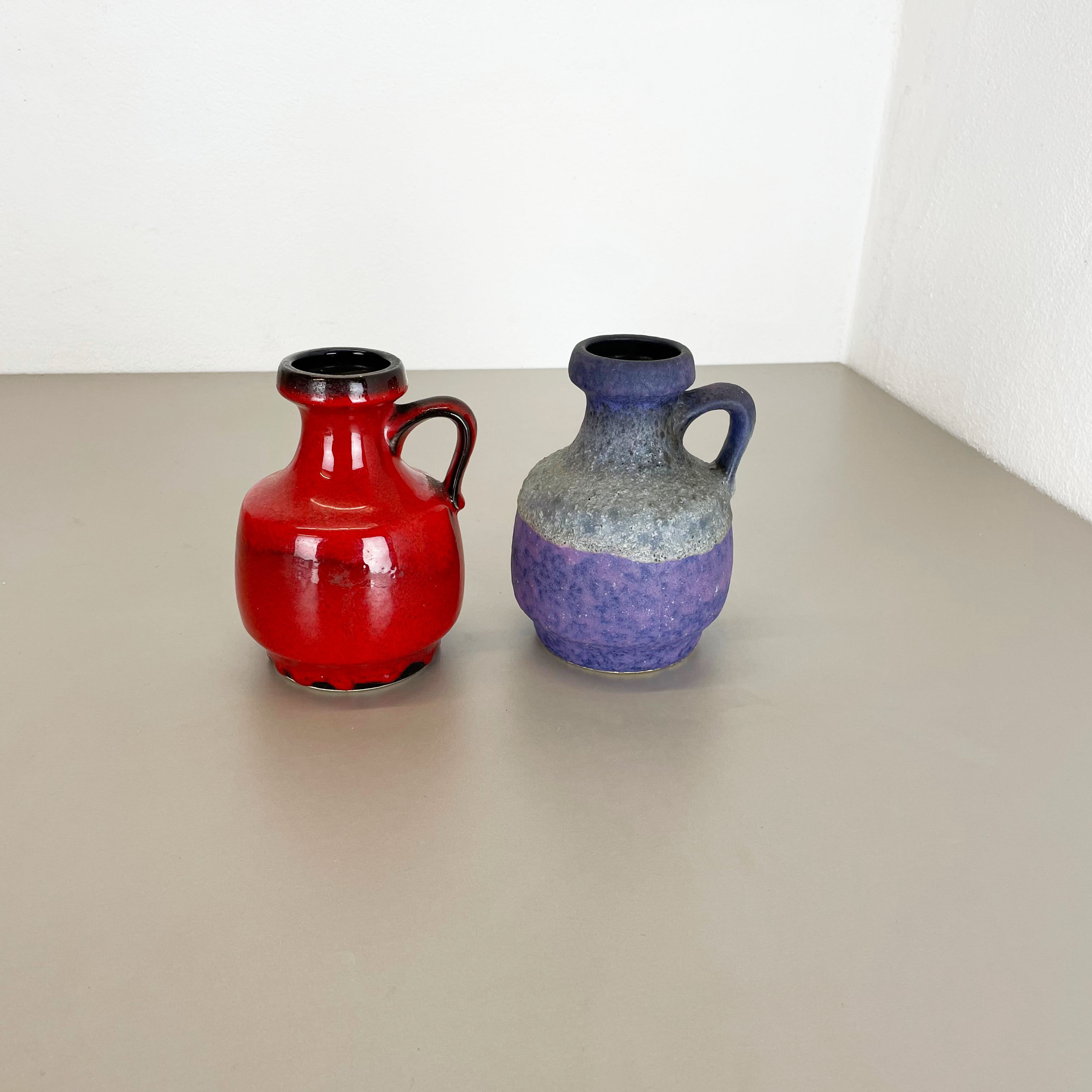 Set of Two Pottery Fat Lava Vases "Purple-Red" by Jopeko, Germany, 1970s