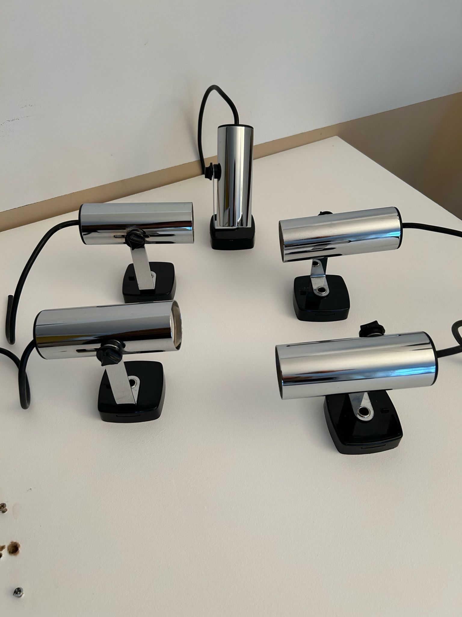 Set de 5 appliques vintage orientable chromée, Italie 1970