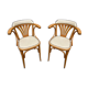 Pair of vintage curved wood restaurant armchairs
