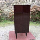 Vintage rag chest of drawers in varnished mahogany