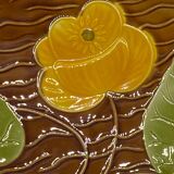 Ceramic dish, Sarreguemines France vintage, yellow flower
