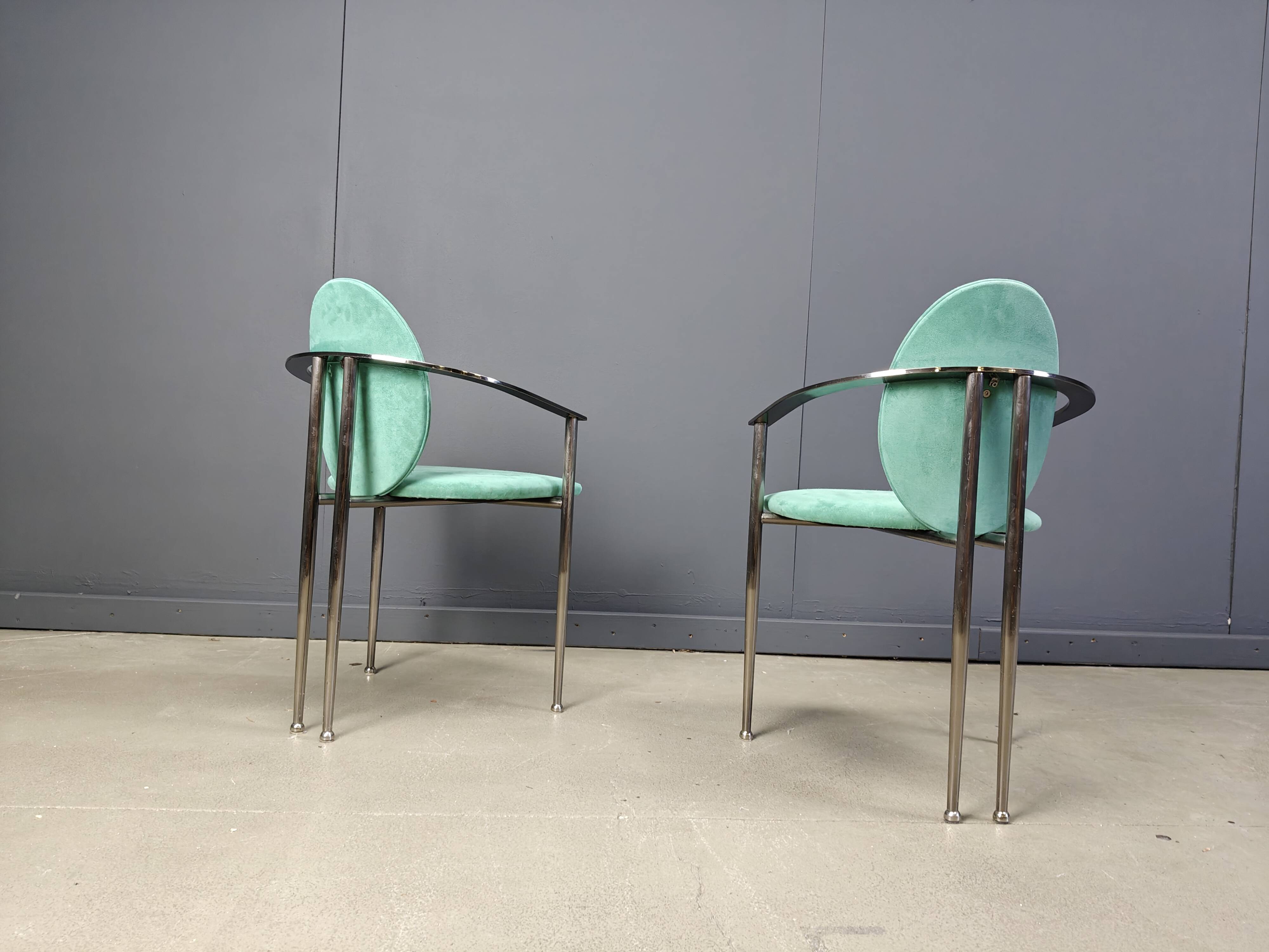 Vintage dining chairs by Belgo chrom, set of 6 - 1980s