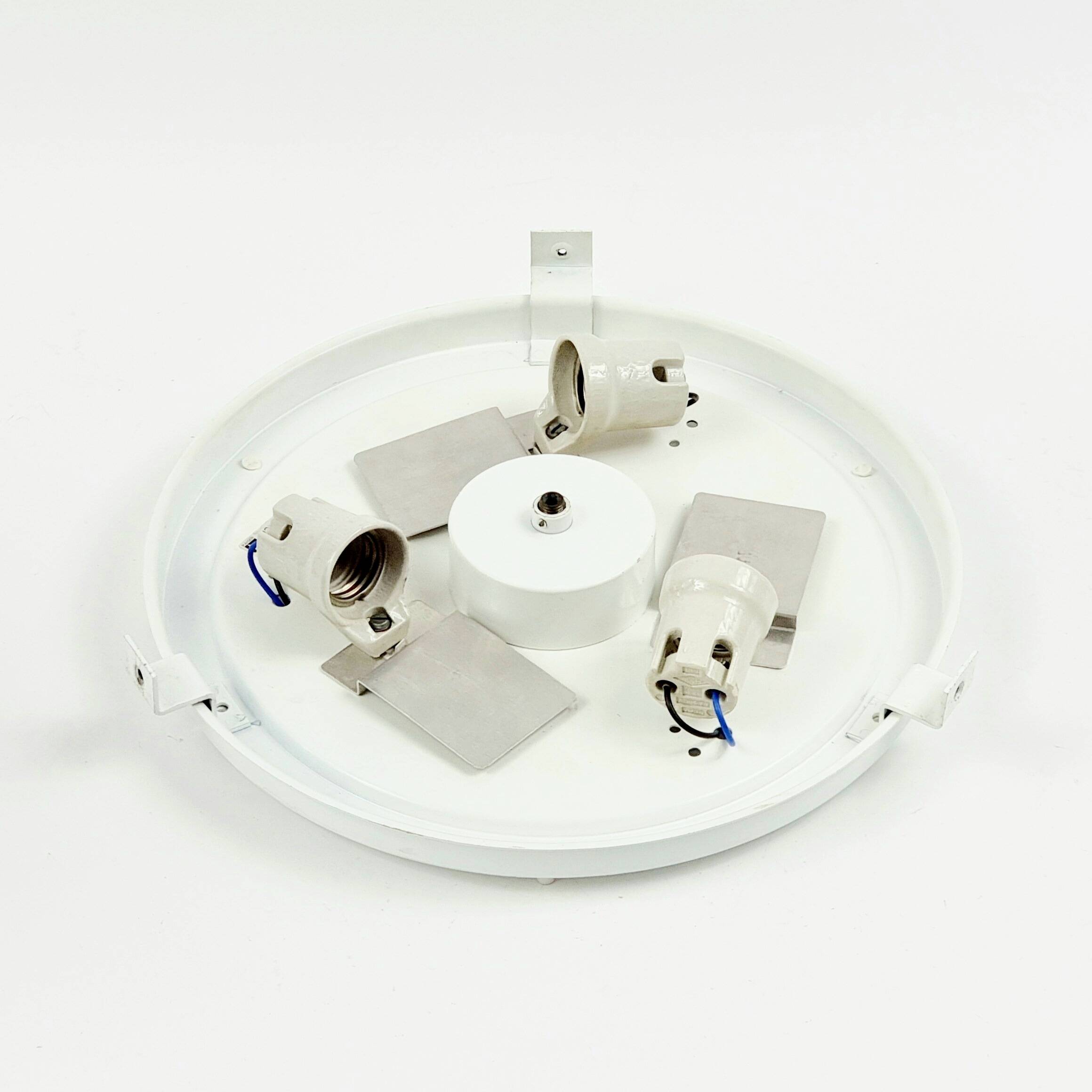 Large Mid-Century Murano Ice Glass Flush Mount from Kaiser, 1960s