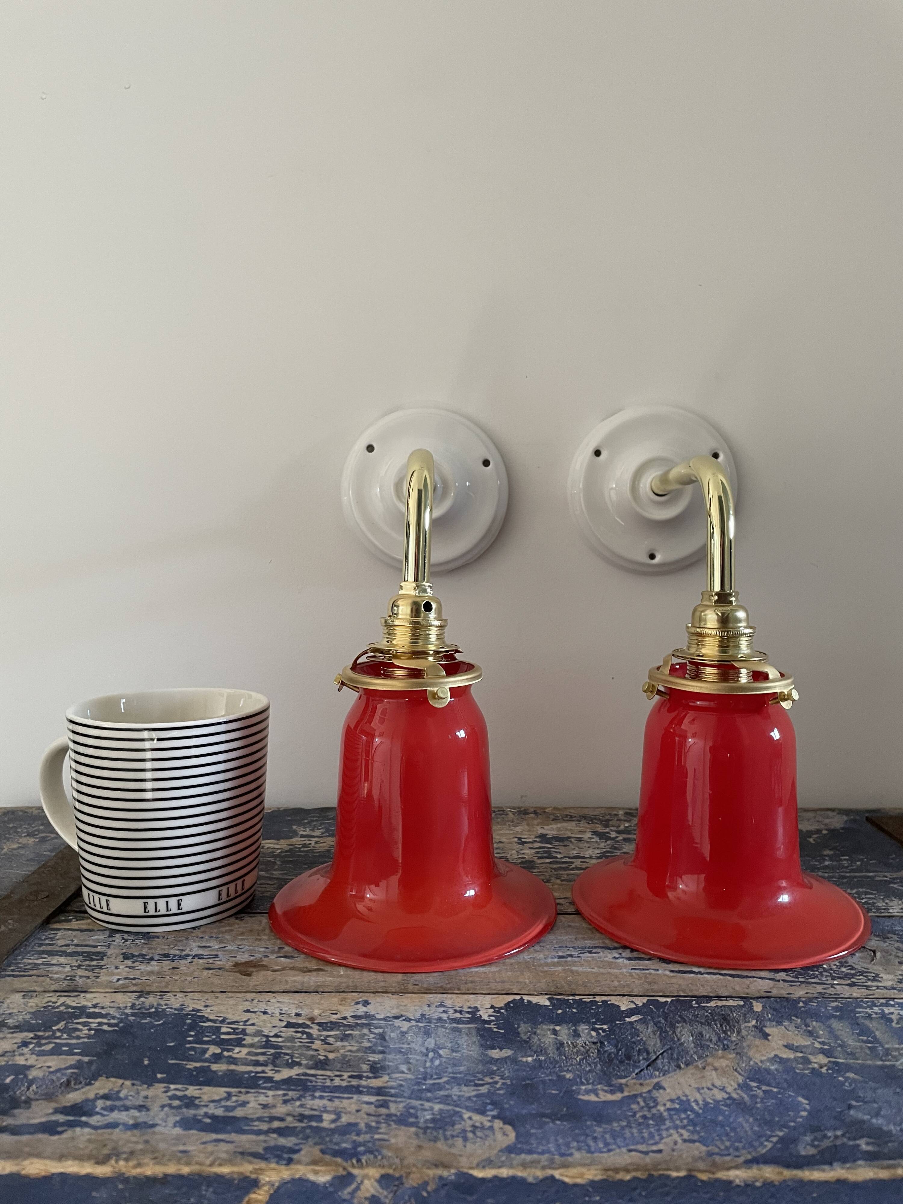 Pair of art deco wall lamps electrified to nine