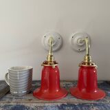 Pair of art deco wall lamps electrified to nine