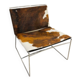 Fauteuil Fil chromé avec assise en fourrure par Pascal Mourgue pour Ligne Roset, années 1990.