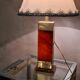 Lampe laiton et resine ambré 1970 type deluxe