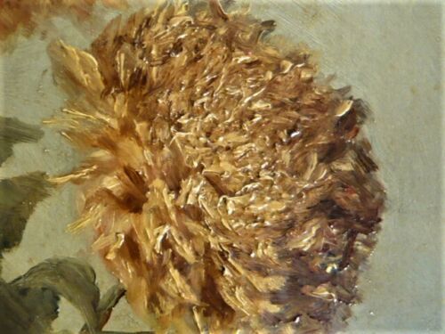 Still Life with Chrysanthemums - French School XIXth - signed - original frame