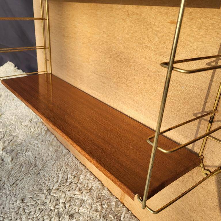 String wall shelf 3 shelves metal wood Tomado style