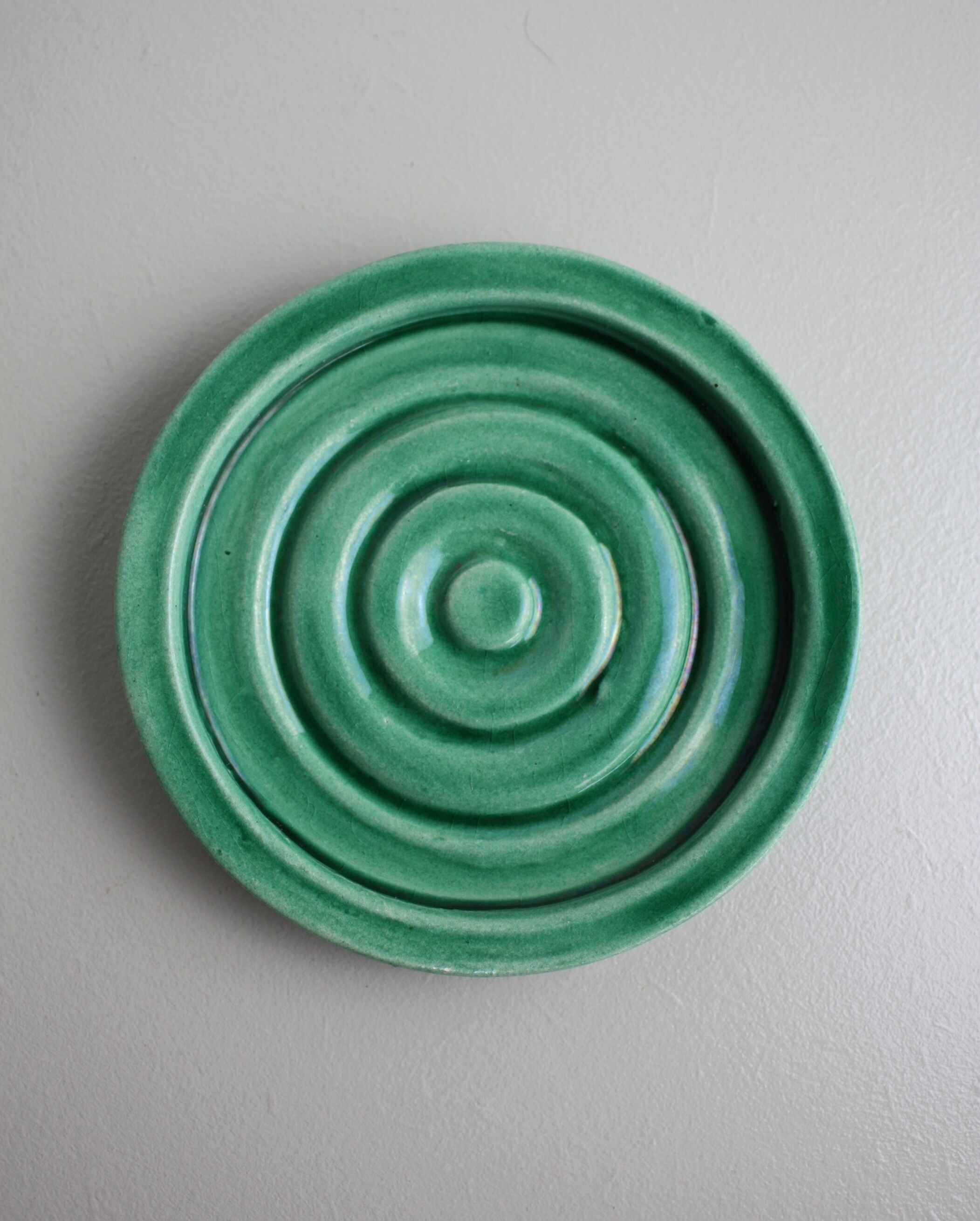 Set of 4 coasters in glass in green earthenware