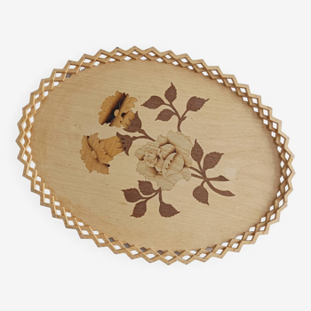 Wooden tray, flower pattern