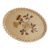 Wooden tray, flower pattern