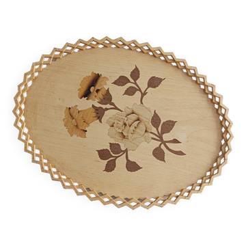 Wooden tray, flower pattern