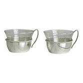 Paire de tasses en métal blanc léger