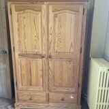 Wooden wardrobe and shelf with 2 drawers