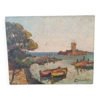 Tableau à l'huile l'île d'or Esterel