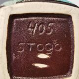 Vase in several shades of blue, from Danish Stogo art pottery. Estimated 1970-1980s