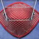 2 Bertoïa Diamond Armchairs + 1 Pouf, Cavalier Cardinal Fabric, Year 1995