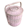 Old vintage pink rattan worker basket