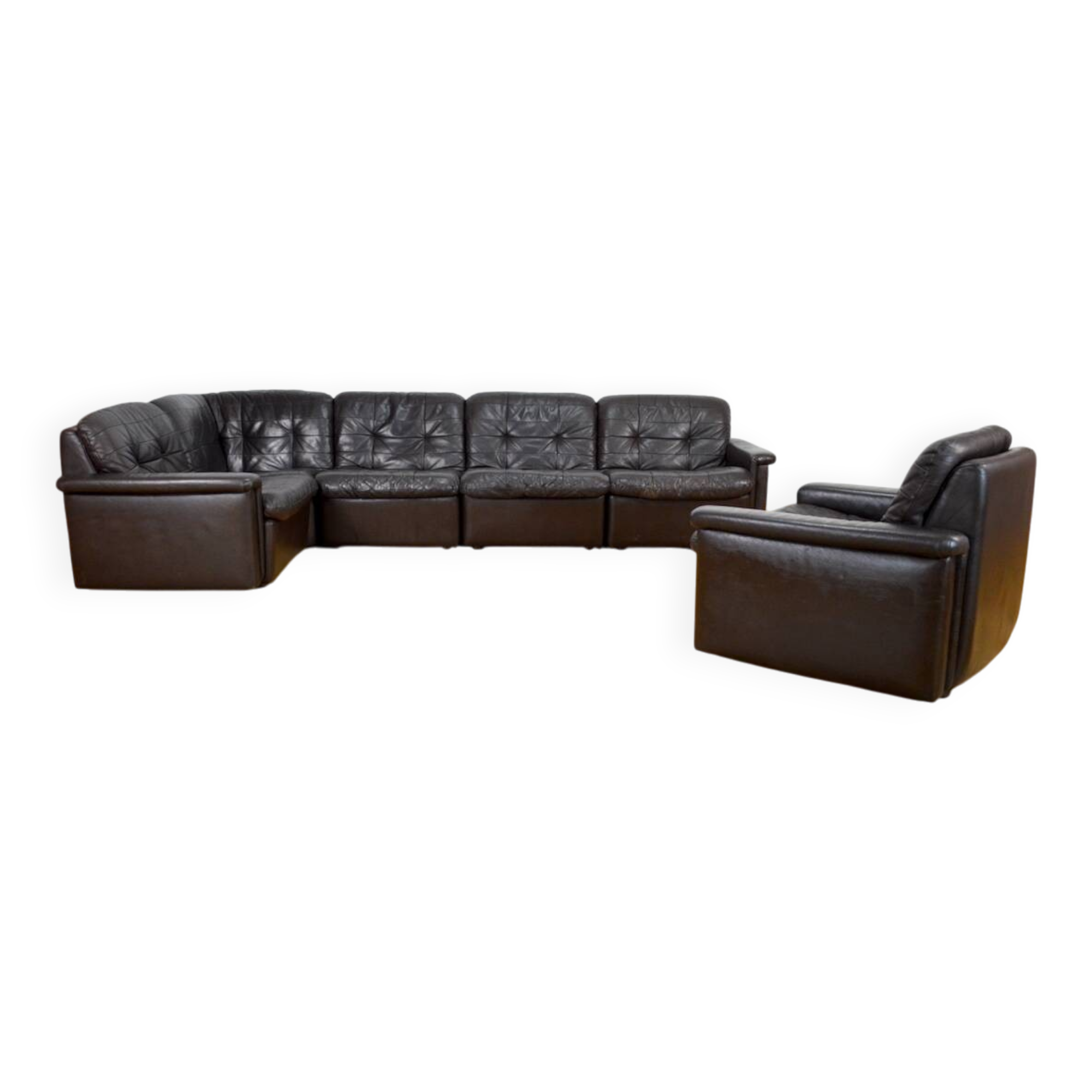 Modular vintage leather lounge from the 1970s/1980s