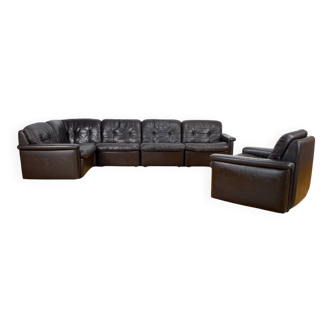 Modular vintage leather lounge from the 1970s/1980s