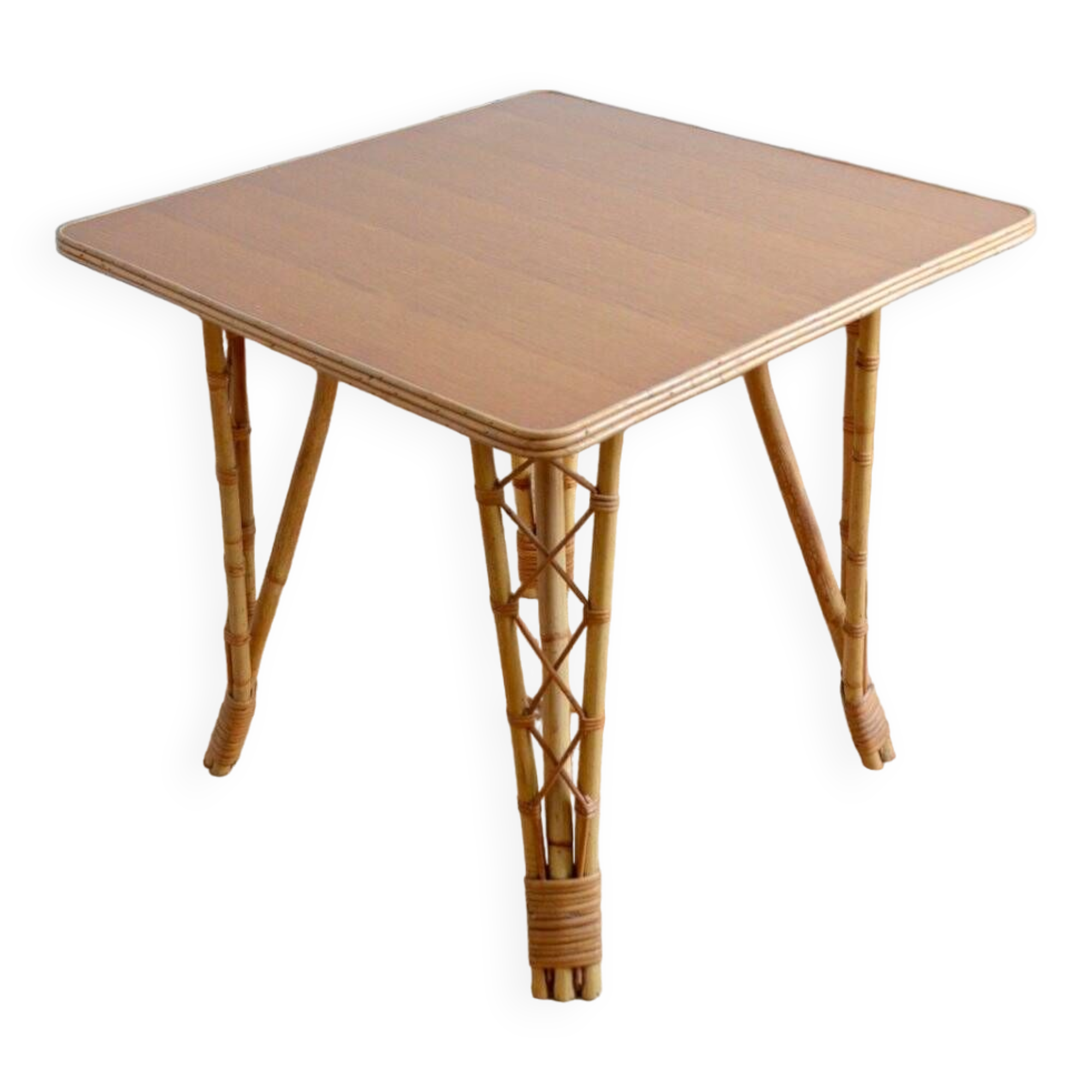 Vintage bamboo and rattan dining table 1960s