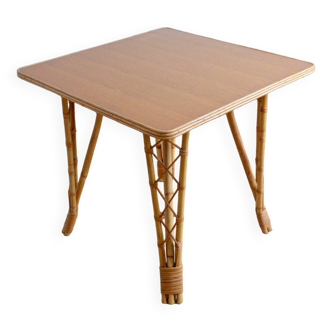 Vintage bamboo and rattan dining table 1960s