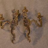Pair of bronze sconces, mid-18th century