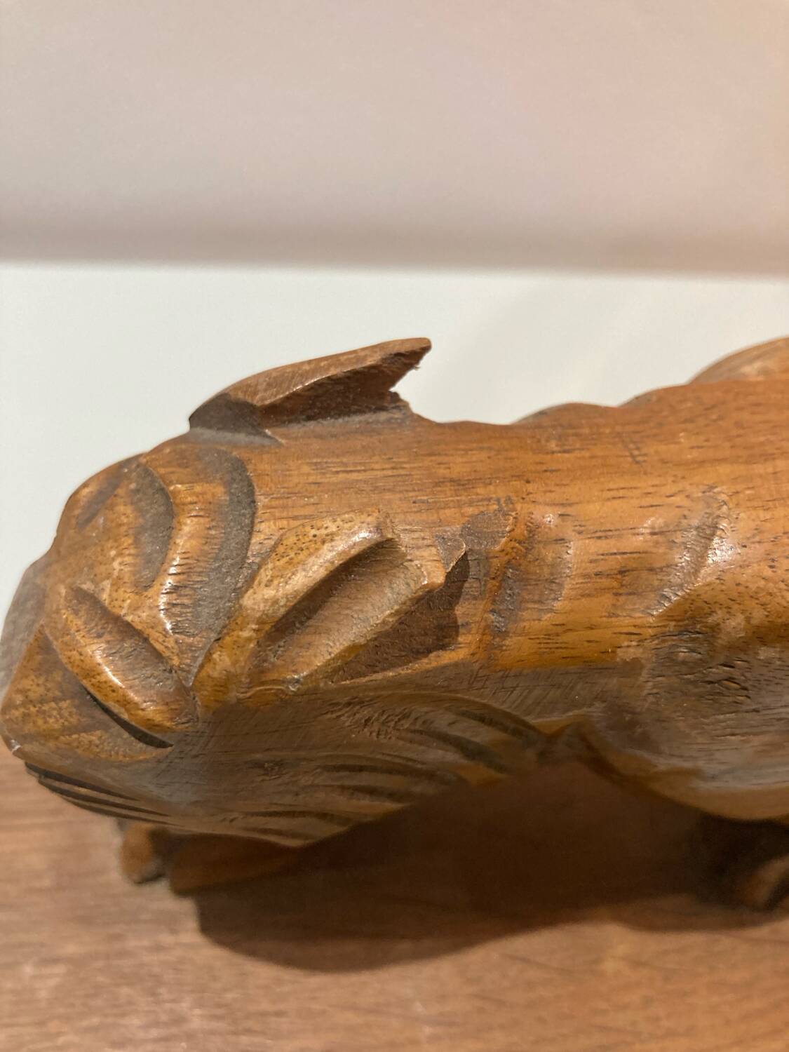 Wooden tiger sculpture