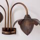 Vintage brass wall light with three branches, floral pattern, France, 1970.
