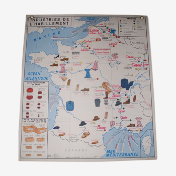 Carte scolaire MDI 1964 sur  habillement et commerce français