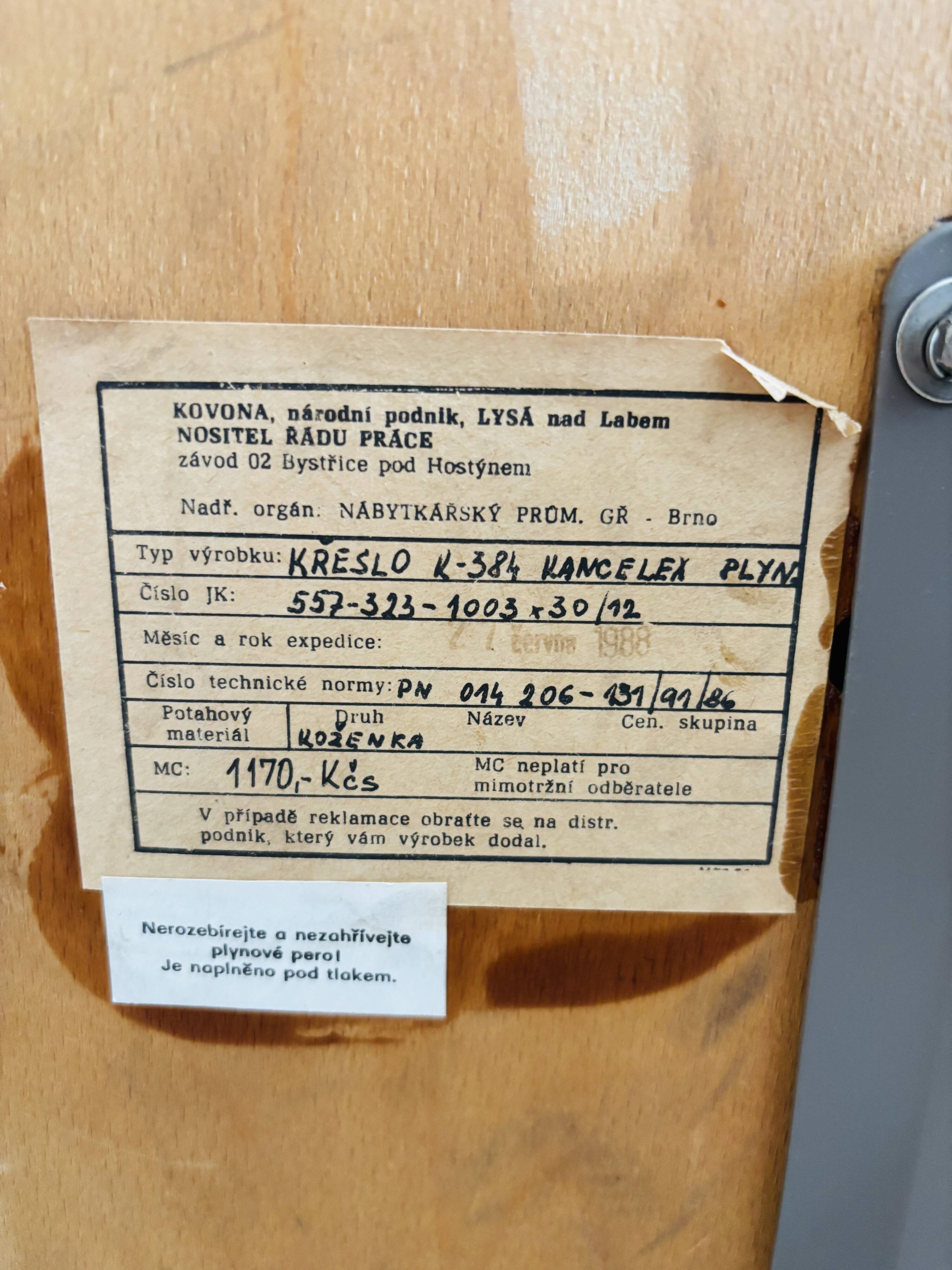 Fully restored Mustard Office Chair by Kovona K-384, Czechoslovakia 1970’s