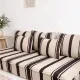 Brown striped kilim floor cushion – handwoven wool, cream base