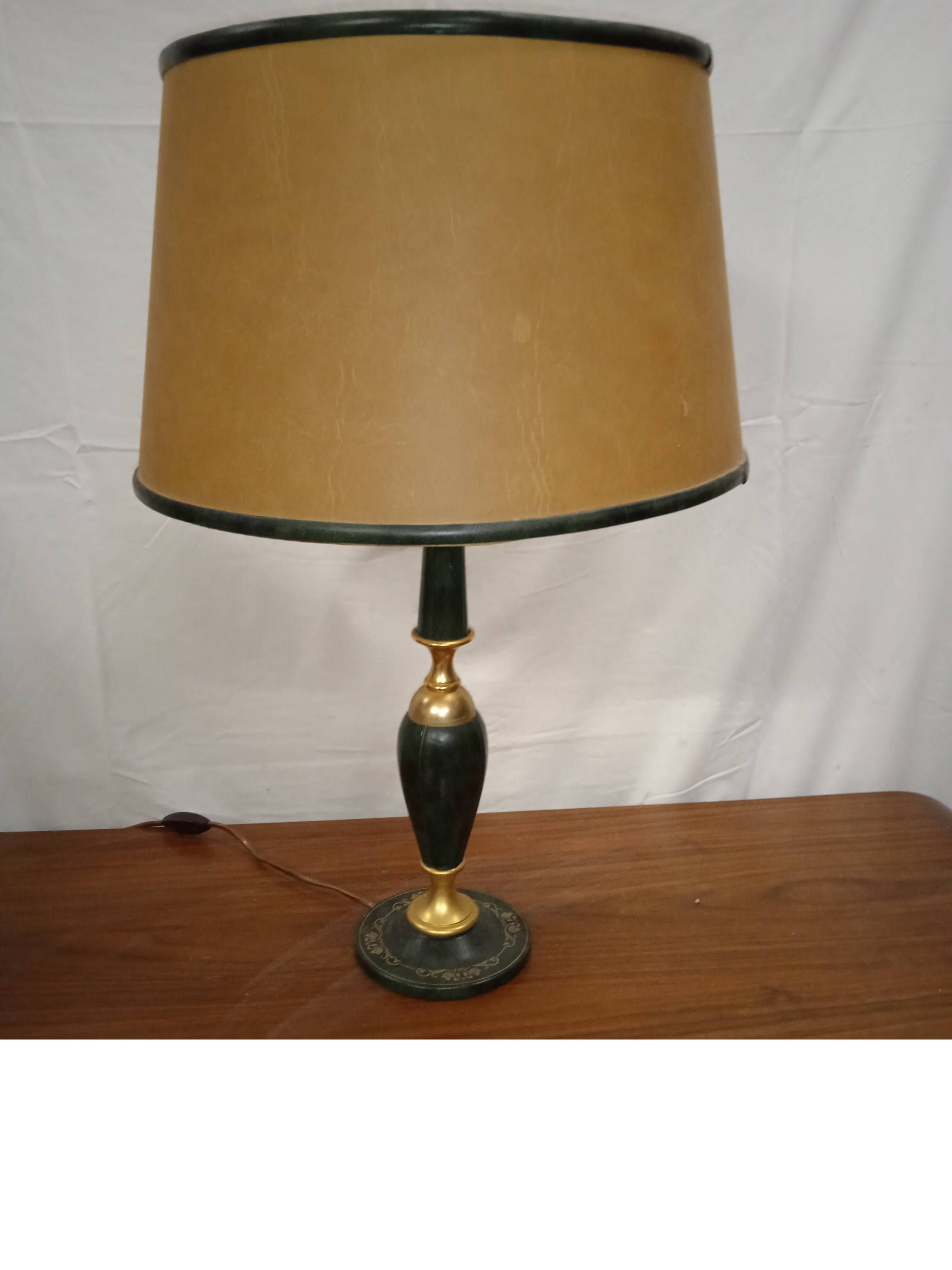 Large vintage leather desk lamp Le Tanneur