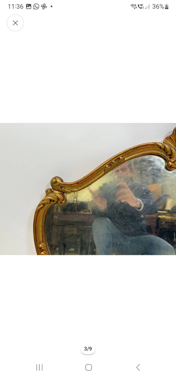 Antique mirror, 20th century, Louis XV style, gilded.