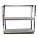 shelf in grey patinated wood and iron