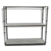 shelf in grey patinated wood and iron