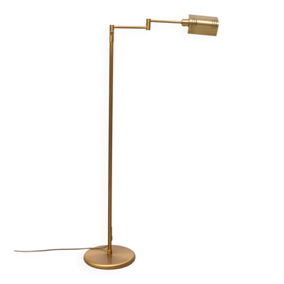 Lampadaire halogène à bras pivotant en laiton par Holtkoetter années 1980 Allemagne